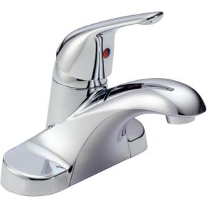 Delta Foundations Centerset Chrome Bathroom Faucet, 4 Inch 3 Hole Bathroom Sink Faucet for Vanity, Metal Push-Pop Drain Assembly, Chrome B501LF