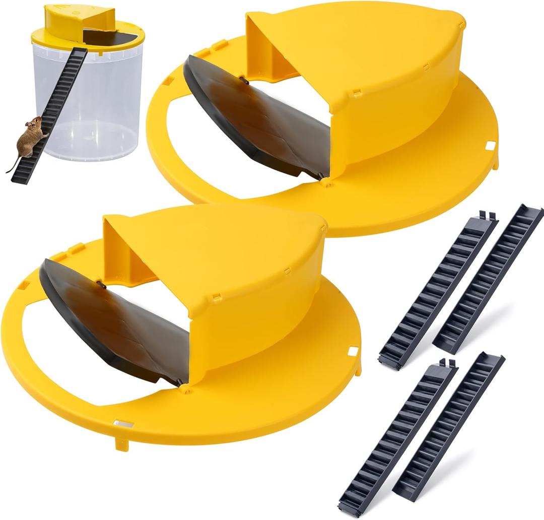 Mouse Trap Bucket 2PACK Adapted to 5 Gallon Bucket Lid Rat Trap Automatic Reset for Indoor Outdoor Use Reusable