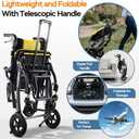 Transport Wheelchairs for Adults Lightweight Foldable Transport Chair with Telescopic Handle, Portable Folding Travel Transfer Wheel Chairs for Seniors, Size 18.1"