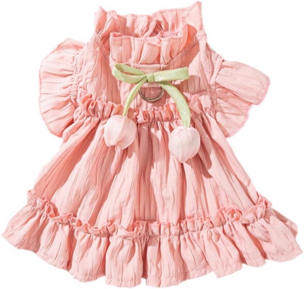 Adorable Ruffles Dog Dress with Bow Cute Pet Clothes for Small Medium Dogs Summer Pet Skirt Soft Breathable Pink Large