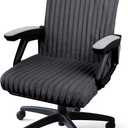 AELS Faux Fur Striped Office Chair Cover, Desk Chair Cover Computer Office Chair Covers - Fits Desk Chair/Armchair, Soft Breathable Fabric - Washable & Removable for Home & Office, Dark Gray