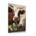 Cow Pictures Farmhouse Animal Print Framed Painting With Flower Poster 16x24 Inches