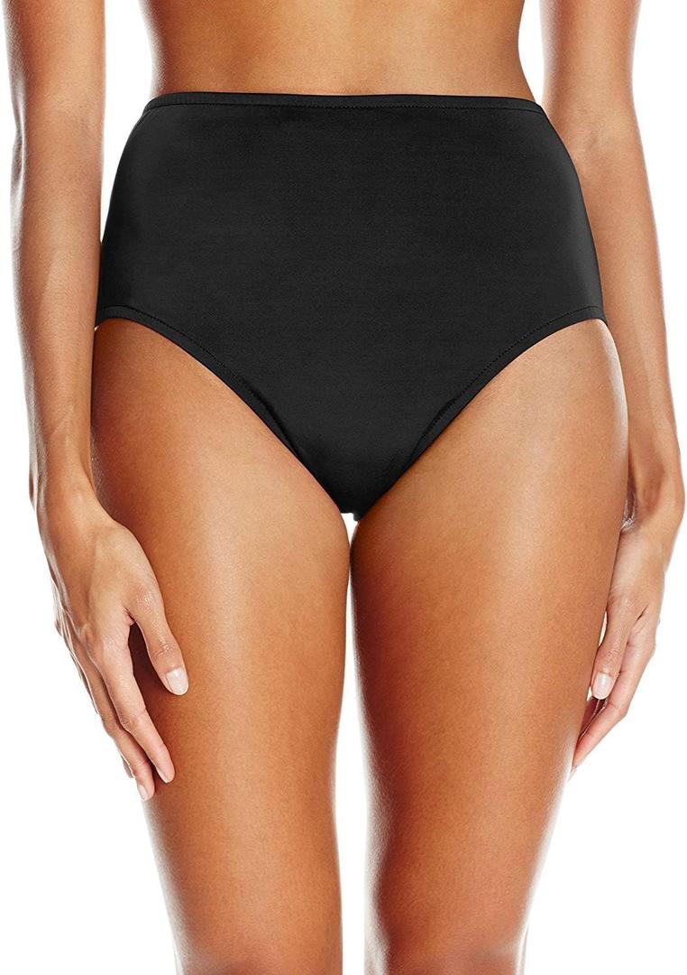 Maxine of Hollywood Women's High Waist Hipster Bikini Swimsuit Bottom (12, Black)