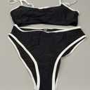 SUUKSESS Women High Waisted 2 Piece Bikini Set Cheeky High Cut Bandeau Swimsuit M
