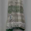 JIALE Checkered Table Cloth Rectangle Cotton Linen Fabric Gingham Tablecloth with Tassel Washable Wrinkle Free Buffalo Plaid Table Cover for Spring Picnic Kitchen Dining, Beige and White, 55x120''