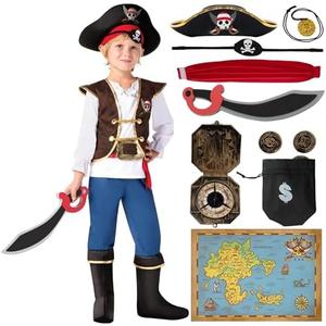 Spooktacular Creations Halloween Pirate Costume Kids, Boys Pirate Costume Set for Toddler Halloween DressUp, Themed Party Medium