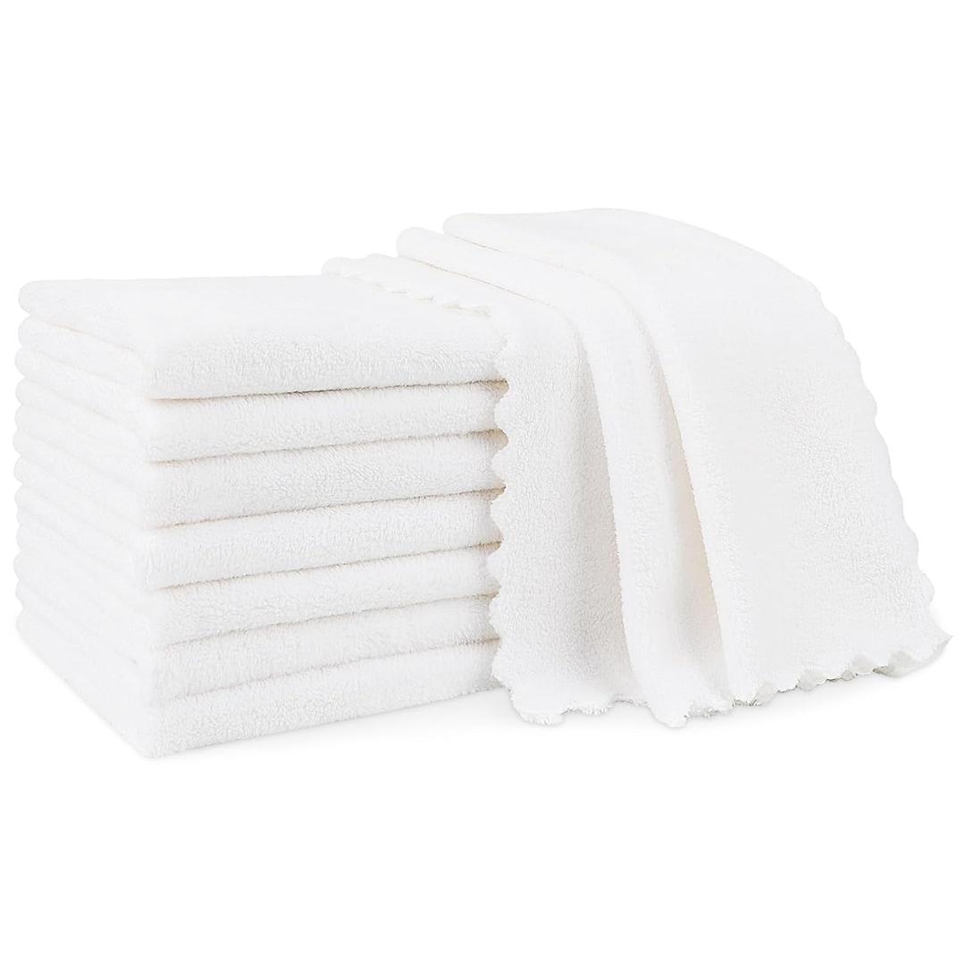 Orighty Burp Cloths for Baby 8 Pack - Super Soft & Absorbent Coral Fleece Baby Burp Cloth, 20x10 Inch Gentle Large Burping Rugs for Babies Sensitive Skin, Burping Cloths for Newborn Essential, White