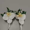 Rinlong 2Pcs White Orchid Boutonnieres for Men Wedding Groom Artificial Orchid Boutonniere Groomsmen Boutineer Prom Homecoming Accessories
