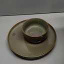 TheTerra Ceramic Dinnerware Sets for 6, 18 Pieces Handmade Reactive Glaze Plates and Bowls Set, Scratch Resistant Dish Set, Oven & Microwave & Dishwasher Safe, Service for 6, Sage Umber