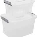 Ggbin 12 Quart & 6 Quart Latch Storage Box Bin with Handle, 2 Packs, Clear