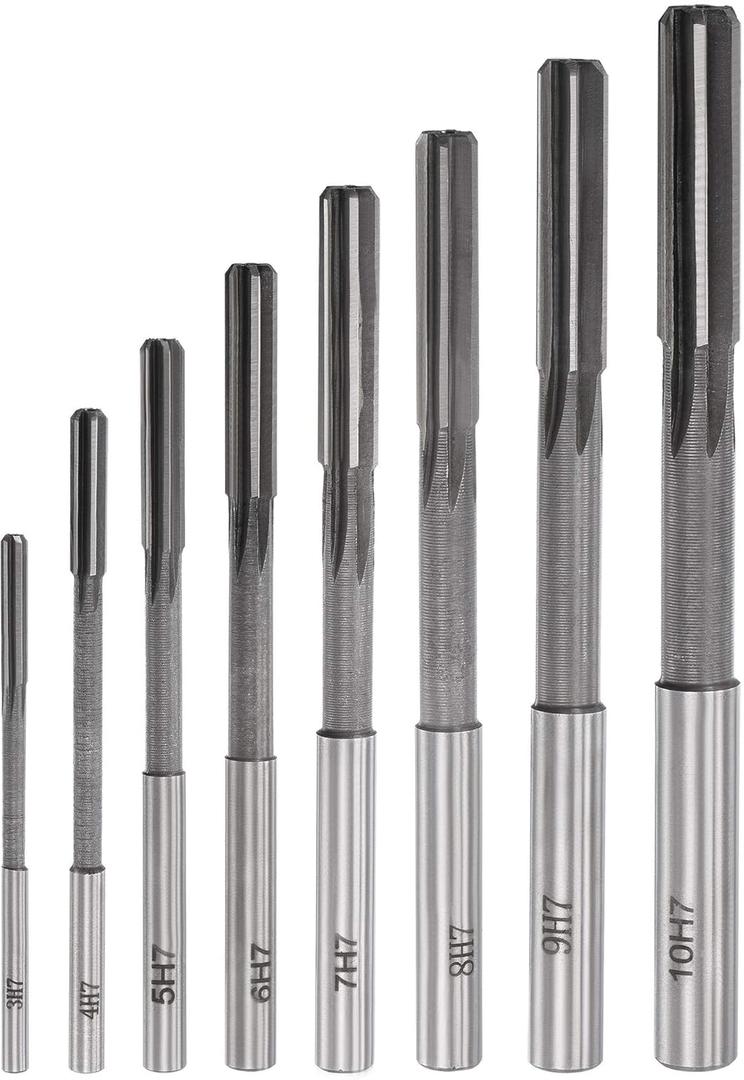 uxcell Chucking Reamer Set Lathe Machine Reamer Straight Flute Milling Cutter High Speed Steel H7 Tolerance (3mm 4mm 5mm 6mm 7mm 8mm 9mm 10mm) 8pcs