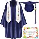 Sureio 6 Pcs Kindergarten Preschool Graduation Cap and Gown 2025 Tassel Stole Certificate for Toddler Kids, Size 27