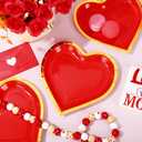 JarThenaAMCS 40Pcs Valentine's Paper Plate Gold Foil Heart Disposable Dessert Plate Red Dinnerware Plate for Wedding Anniversary Party Supplies, 7.3 In