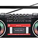 Retro 80's Cassette Player Recorder with AM/FM/SW Radio, Bluetooth Boombox, USB, Built-in MIC for Voice Recording, RGB Colorful Lights, Headphone Jack, AC or Battery Powered