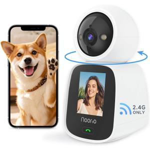Noorio Two Way Video Calling Camera, 2K One Click Call Pet Camera Indoor with Phone App, 360 PTZ Dog Cam with Speaker, Color Night Vision Security Cameras, CL200