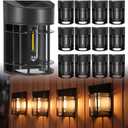Solar Fence Lights, 12 Pack Waterproof Solar Lights Outdoor, Outdoor Solar Lights for Fence Garden Yard Step Deck Stairs (Black)