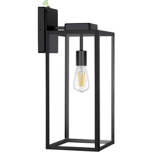 Extra Large Outdoor Wall Lantern, 20 Inch Outdoor Wall Lights, Dusk to Dawn Waterproof Exterior Wall Sconce Light Fixture, Porch Sconces with Glass Shade, Matte Black Wall Lamp with E26 Socket