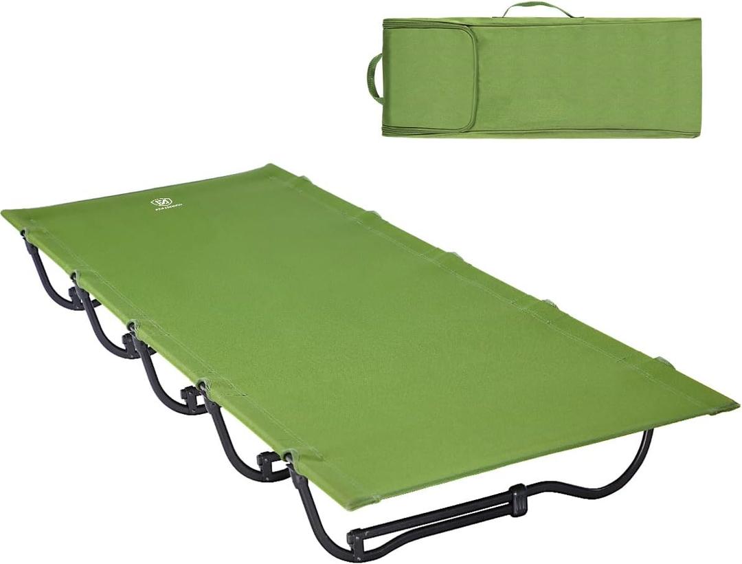 EVER ADVANCED Folding Camping Cot for Adults, Compact Sleeping Cots with Carry Bag, Portable Heavy Duty Foldable Camp Bed for Outdoor, Travel, Green