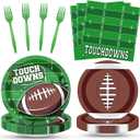 96 Pcs Football Party Decorations Tableware Set Football Theme Disposable Dessert Plates Napkins Forks for Table Supplies Favors for Gameday Tailgate Party Serve 24 Guests