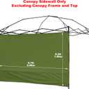 Canopy Sunwall Sidewall Gazebos Tent Waterproof for 10x10ft Pop up Straight Leg Gazebos Outdoor Instant Canopies 1 Pcs Green Only