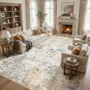 UERMEI 12x15 Area Rug for Living Room Washable Abstract Golden Brown Carpet