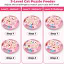 Cat Puzzle Toys Games Level 3 in 1 with Track Balls, Feather Teaser & Treat Feeder | Non-Slip Base | Mental Stimulation Enrichment for Indoor Cat, Dogs | Kitty Gift, Pink