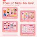 hahaland Toddler Busy Board Montessori Toys for 3 Year Old Girl Gifts, Educational Learning Toys with Life Skills, Alphabet, Number, Shape, Color, Car Ride Airplane Travel Toy Toddlers Girls Busy Book