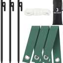 Tree Stake Kits, Heavy Duty Tree Stakes and Supports Kits for Young Trees Against Bad Weather, 3 Pcs Tree Stake, 3 Pcs Tree Straps, 32.8 FT Rope