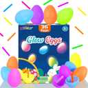 MGparty Glow in The Dark Easter Egg Hunt Set - 36 Fillable Plastic Eggs with 72 Mini Glow Sticks for Kids - Easter Basket Stuffers, Party Favors, Classroom Prizes, and Game Supplies