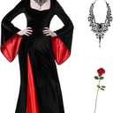 Adult Halloween Costume for Women Black Gothic Dress for Role Cosplay (Small)