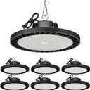 UFO LED High Bay Lights 5000K 150W 6 Pack, Led Shop Lights Commercial Bay Lighting for Garage Workshop Warehouse, Super Bright Daylight, 22500 LM, 120V, Power Cord Included