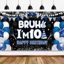 10th Birthday Decorations Banner for Boys Bruh I'm 10 Backdrop Funny Teenage Bday Banner Teen Boy 10th Birthday Decor 5.9x3.6ft Happy 10 Years Old Birthday Party Supplies