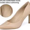 JENN ARDOR Women's Comfortable Stiletto Pumps 3 inch Elegant Gorgeous Closed Pointed Toe Slip On Solid High Heels for Ladies Wedding Dress Shoes (Beige)