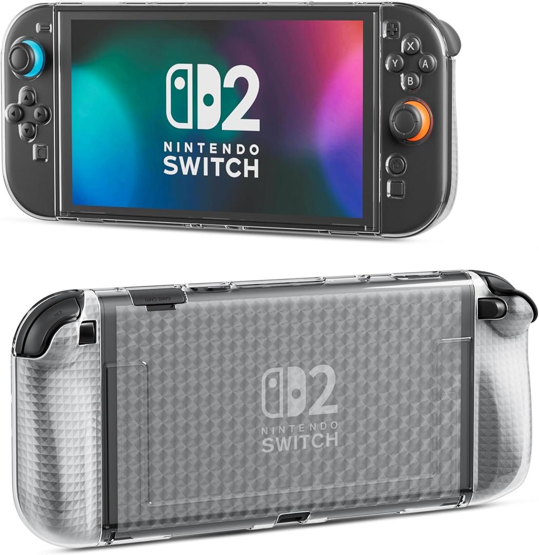 2 x GLDRAM Case for Nintendo Switch 2 (2025), Soft TPU Protevtive Cover with Split Type Comfort Joycon 2 Controller Grip Shell for Switch 2 Accessories, Diamond Pattern Design (No Dockable)