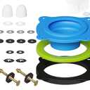 Wax Ring Kit for Toilet Installation - Elastic Rebound Wax-Free Gasket, Reusable Toilet Seal Ring Stops Leaks & Odors, Fits Uneven Floors - No Wax Rubber DIY Kit for 3"/4" Drain, Ideal for Homeowners