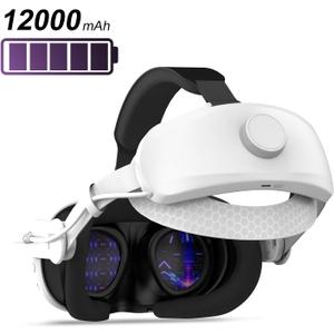 Head Strap with 12000mAh Battery Pack, Compatible with Meta Oculus Quest 3/3S Accessories-Extended 7-9 Hours Entertainment, Comfort/Adjustable Elite Battery Strap, Top Sales Policy VR Headset