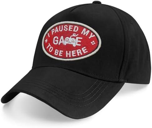 POWEROSE Gaming Hats for Men Women, Gaming Apparel, Gaming Gifts for Teenage Boys, Embroidered Adjustable Baseball Cap Black
