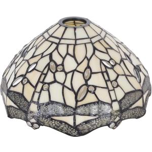 Tiffany Lamp Shade Replacement 12X6 Inch Stained Glass Lampshade Only 1-5/8-Inch Fitter Opening for Arched Floor Lamp, Torchiere Lamp, Pendant Light (Cream Color)