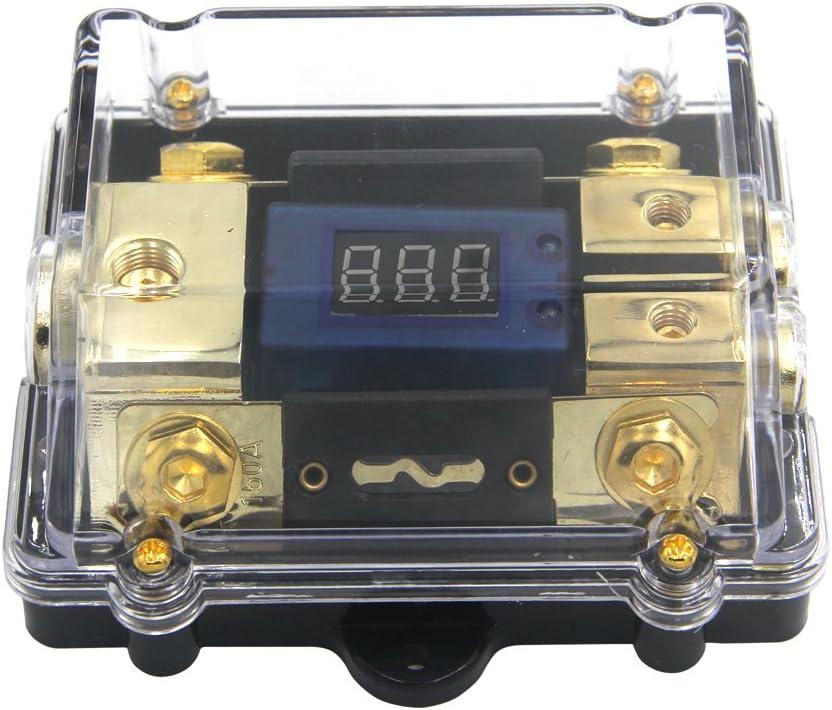 ZOOKOTO 0GA Fuse Holder 150A,Car Stereo Audio Led Display Digital Voltage Inline ANL Fuse Holder 0GA(2GA/4GA)*1 in 0GA2GA/4GA*2 Out with Two 150 Amp Fuses
