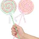 Pastel Christmas Tree Candy Picks 2pcs 16inch Gaint Pink Green Macaron Glitter Candy Lollipop Candyland Christmas Tree Hanging Ornaments for New Year Xmas Indoor Outdoor Party Decorations