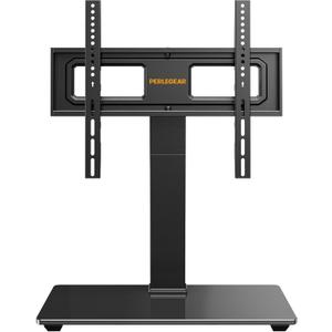 Perlegear Universal Swivel TV Stand Base for 3270 inch TVs, Height Adjustable Table Top TV Stand Mount with Tilt, Tempered Glass Base, Holds up to 88 lbs, Max VESA 400x400mm, PGTVS26