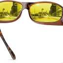 Suoso Night Driving Glasses Fit Over Eyeglasses for Men Women, Polarized Anti Glare Night Vision Glasses HD Yellow Lens