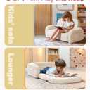 2-in-1 Sherpa Fold Out Kids Couch, Extra Wide Comfy Toddler Chair, Convertible Kids Sofa to Lounger, Foldable Toddler Couch with High Density Foam, Modern Kids Sofa Bed for Boys & Girls 3+, Beige, 30 Inches X 18 Inches X 16 Inches