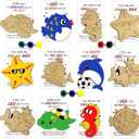 3 x Valentine's Day Gifts Party Favor 28Pcs Wooden Slices Card DIY Craft Heart Shape for Kids Crafts and Art Classroom Exchange (Marine, One Size)