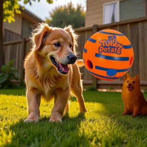 Tubby Potato Tater Tumbler Sound Ball  Interactive Dog Toy for All Breeds & Sizes | Durable, Makes Fun sounds When Rolled or Shaken, 5.5 Inches, Orange, Preferred by Pets over the wobble giggle toys