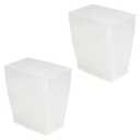 iDesign Small Plastic Bathroom Trash Can, Slim Rectangle Garbage Bin for Bedroom, Office, Dorm, 2-Pack, Frost