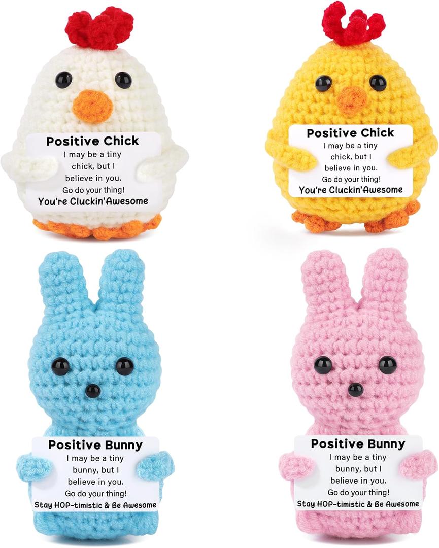 JoycuFF 4pcs Easter Basket Stuffers, Easter Gifts for Woman, Decorations for Home, Handmade Emotional Cheer Up Support Message Positive Gifts for Him Her