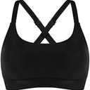 Women’s Supportive Scoop Neck Sporty Swimsuit Cross Spaghetti Strap Bathing Suit Bikini Top, Size Large