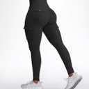 Butt Lifting Leggings with Flap Pockets Workout Cargo Leggings for Women High Waist Tummy Control Running Yoga Pants (M)