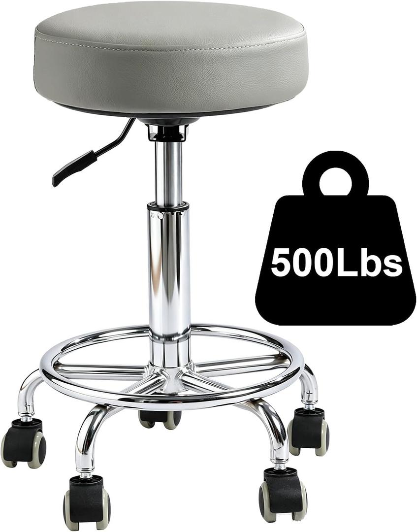 500lb heavy-duty Rolling Stool with Wheels,9.5cm thick Comfort cushion, Standard